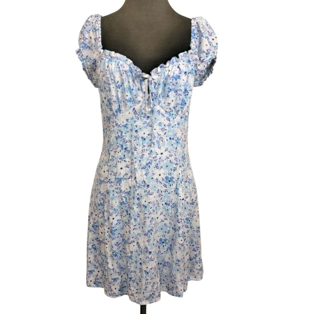 Aeropostale Smocked Babydoll Milkmaid Fit Flare Dress Sz L Y2K Style Coquette